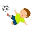 Cartoon soccer player kicks the ball Royalty Free Vector